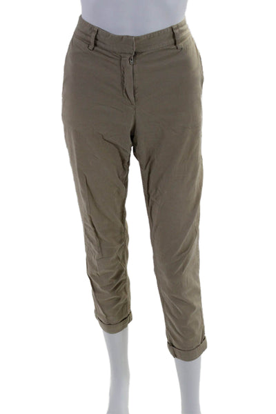 Theory Womens Zipper Fly Mid Rise Straight Cuffed Chino Pants Beige Size 2
