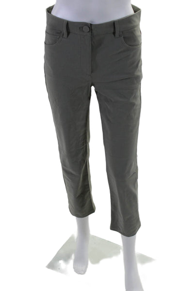 Theory Womens Zipper Fly Mid Rise Straight Cropped Pants Gray Size 4