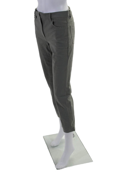 Theory Womens Zipper Fly Mid Rise Straight Cropped Pants Gray Size 4