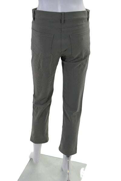 Theory Womens Zipper Fly Mid Rise Straight Cropped Pants Gray Size 4