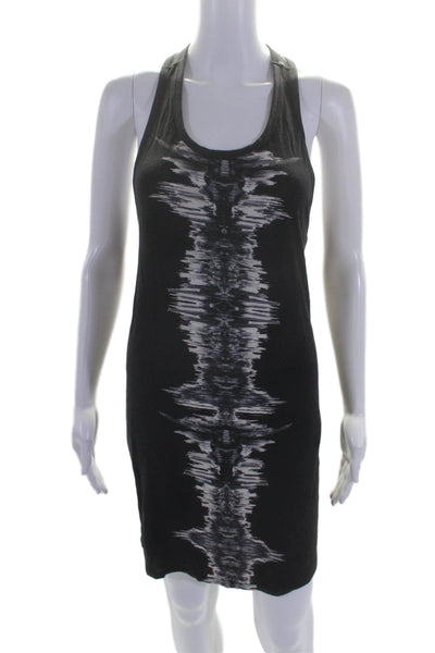 Haute Hippie Womens Abstract Racerback Sleeveless Mini Dress Gray Size XS