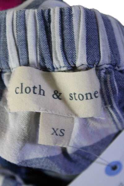 Cloth & Stone Womens Striped Long Sleeve Off The Shoulder Blouse Blue Size XS