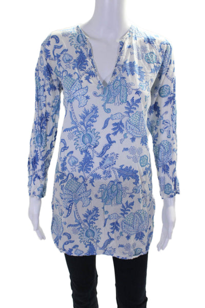 Roberta Roller Rabbit Women's V-Neck 3/4 Sleeves Tunic Blouse Floral Size M