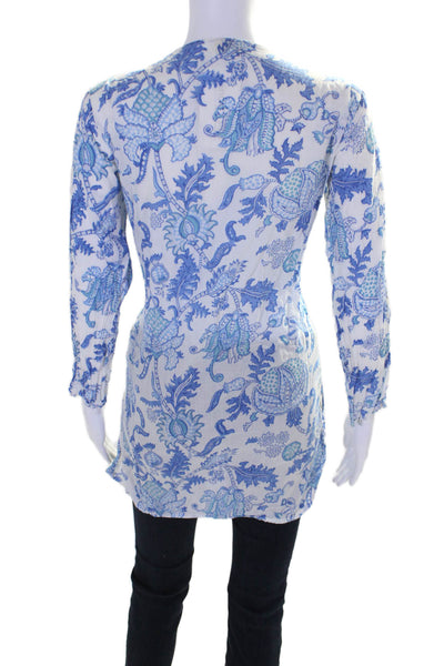 Roberta Roller Rabbit Women's V-Neck 3/4 Sleeves Tunic Blouse Floral Size M