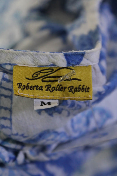 Roberta Roller Rabbit Women's V-Neck 3/4 Sleeves Tunic Blouse Floral Size M