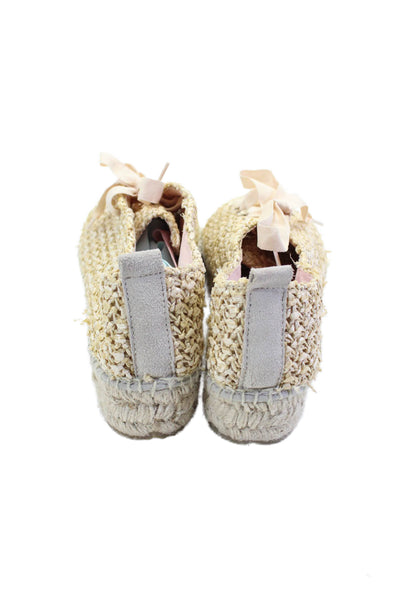 Rocky Barnes x Manebi Womens Raffia Platform Espadrille Shoes Beige Size 41