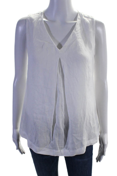 United Colors of Benetton Womens Linen Sleeveless Scoop Neck Top White Size XS