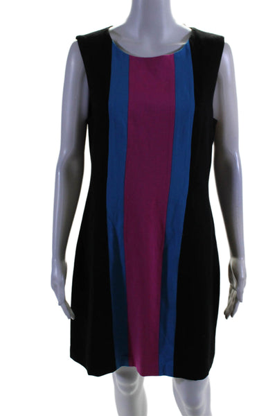 Trina Turk Women's Round Neck Sleeveless Color Block Mini Dress Black Size 10