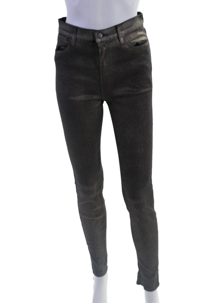 J Brand Womens Gray Gold Dust High Rise Maria Skinny Leg Pants Size 29