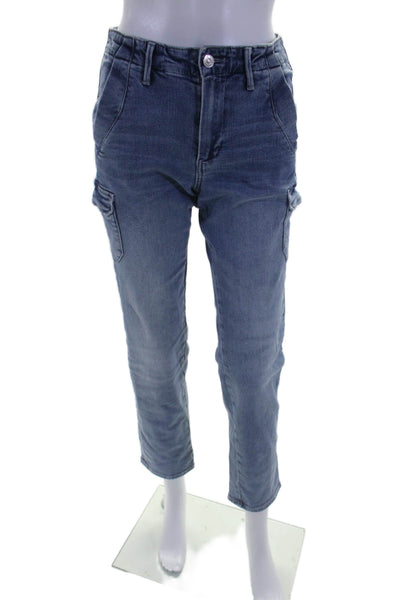 Paige Womens Zipper Fly High Rise Drew Cargo Pocket Straight Jeans Blue Size 24