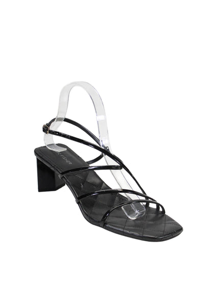 Marc Fisher Womens Faux Leather Open Toe Strappy Heels Black Size 9