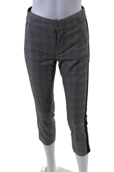Joie Womens Gray Plaid Black Trim High Rise Crop Trouser Pants Size 00