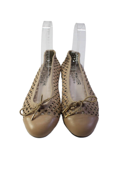 Paul Mayer Atitudes Womens Leather Cut Out Round Toe Slip On Flats Pink Size 5B