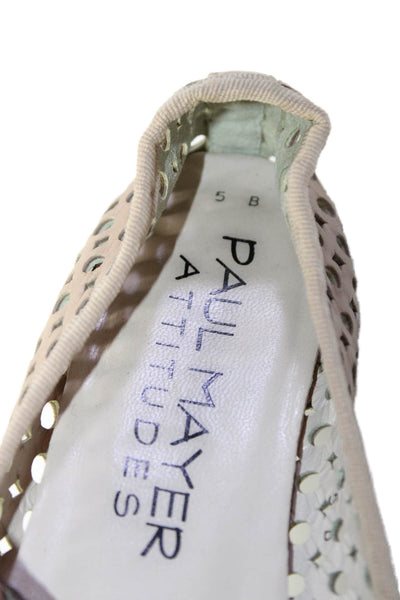 Paul Mayer Atitudes Womens Leather Cut Out Round Toe Slip On Flats Pink Size 5B