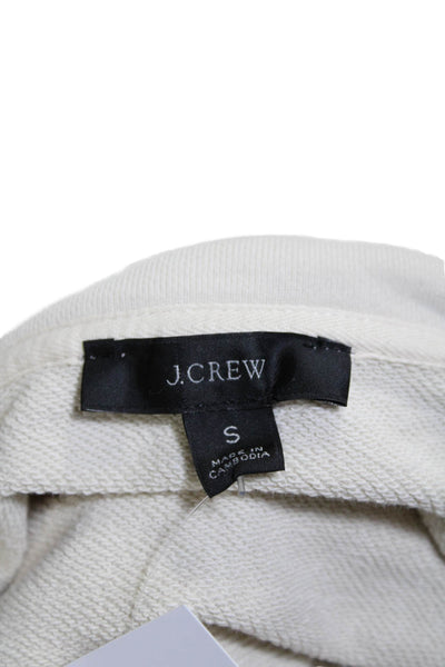 J Crew Mens Cotton Long Sleeve Zip Up Pullover Hoodie White Size S