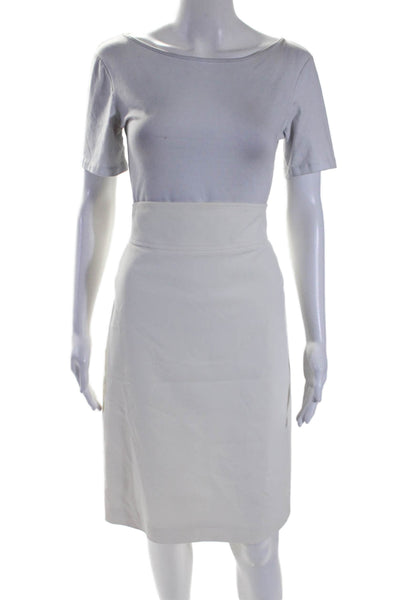 Elie Tahari Women's Hook Closure Lined A-Line Midi Skirt Cream Size 14