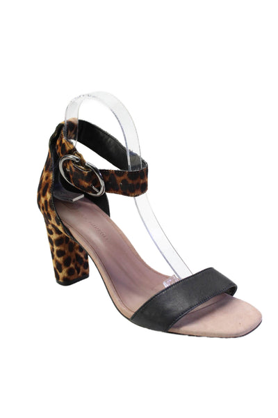 Rebecca Minkoff Womens Leather Animal Print Ankle Strap Sandals Brown Size 8M