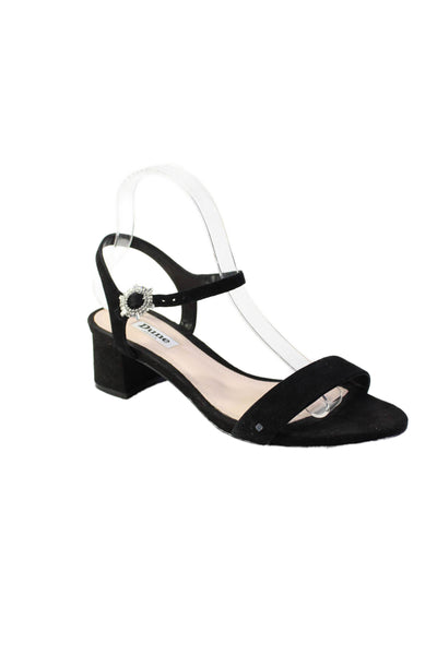 Dune London Womens Suede Jeweled Buckled Buckled Block Heels Black Size EUR 39