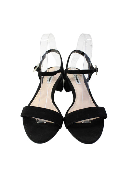 Dune London Womens Suede Jeweled Buckled Buckled Block Heels Black Size EUR 39