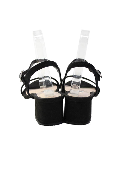 Dune London Womens Suede Jeweled Buckled Buckled Block Heels Black Size EUR 39