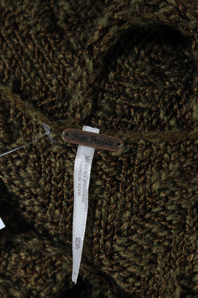 Free People Womens Brown Green Scoop Neck Cotton Chunky Knit Tank Top Size XS