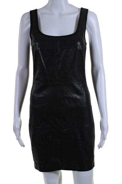 Bailey 44 Womens Black Vegan Leather Scoop Neck Sleeveless Mini Dress Size S