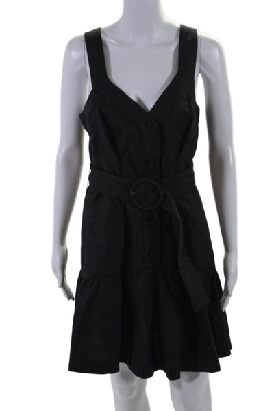 Ted Baker London Womens Button Front Sleeveless V Neck Mini Dress Navy Blue 2
