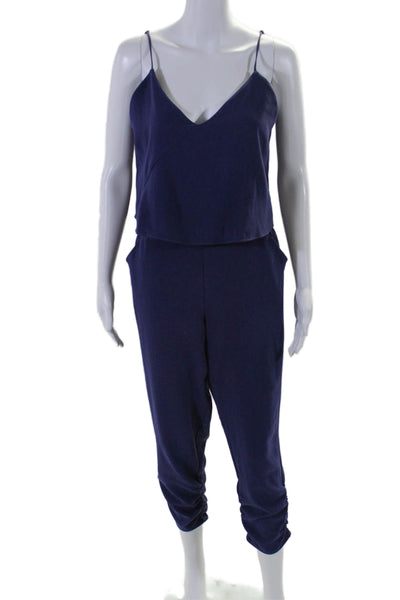 Parker Womens Spaghetti Strap V Neck Cropped Jumpsuit Purple Size Small