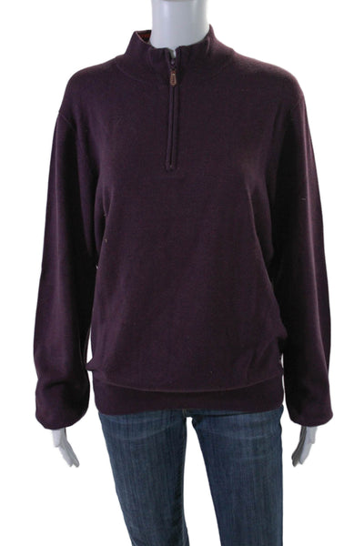 J. Mclaughlin Womens Cotton Half Zip Mock Neck Long Sleeve Sweater Burgundy Size