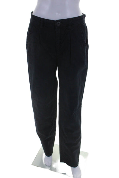 Free People Womens Navy Cotton High Rise Tapered Leg Trouser Pants Size 2