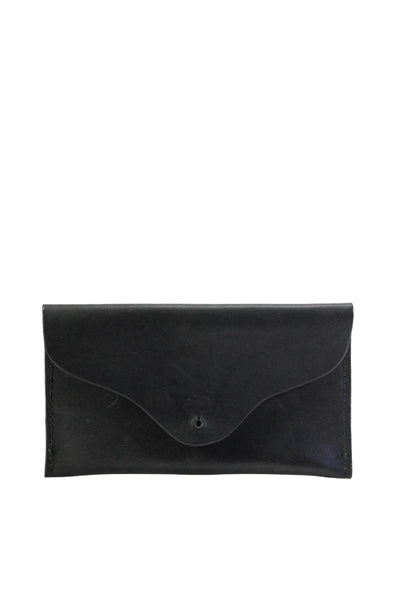 Designer Haiti Design Co Leather Folded Push Button Closure Clutch Black