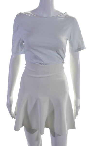 BCBGMAXAZRIA Women's Pull-On Unlined Flare Mini Skirt White Size XS