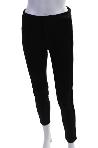 Paige Womens Cotton Velvet Accented Straight Tapered Zipped Pants Black Size 26