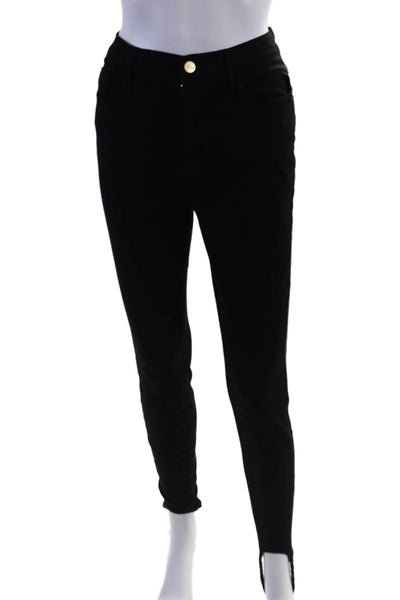 Frame Womens Cotton Ali High Rise Cigarette Foot Strap Jeans Black Size 25