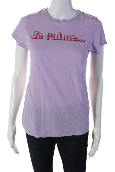 Sundry Womens Cotton Purple Graphic Print Crew Neck Tee Top Size 2