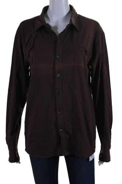 Ronny Kobo Womens Long Sleeves Button Down Shirt Chocolate Brown Size Small