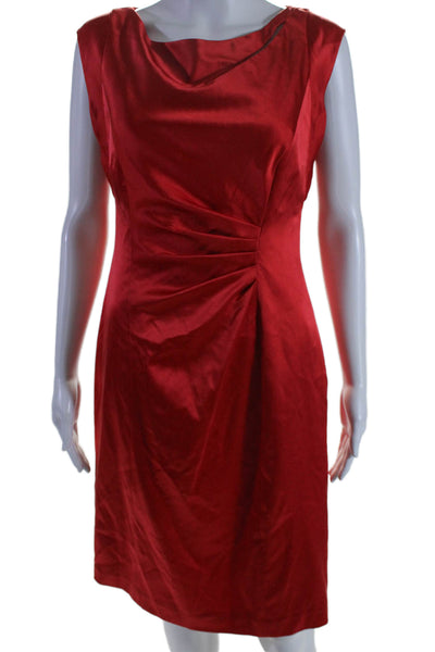 Kay Unger Womens Bright Red Cut Out Ruched Detail Sleeveless Shift Dress Size 8