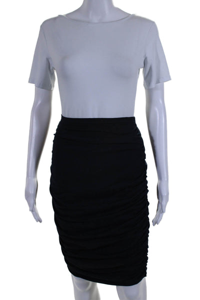 Guy Laroche Womens Ruched Pull On Mini Skirt Midnight Blue Cotton Size 2