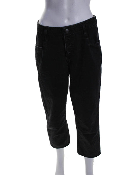 Maje Womens Button Fly High Rise Straight Cropped Jeans Gray Denim Size FR 38