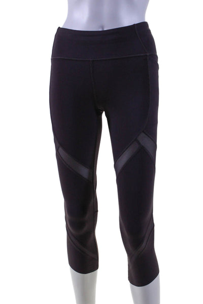 Lululemon Womens Purple Mesh Trim Pull On Crop Pants Leggings Size 4