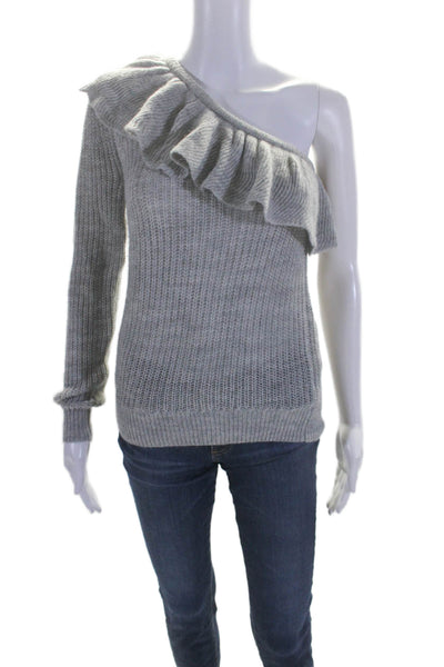 Rebecca Taylor Women's Asymmetrical Long Sleeves Pullover Sweater Gray Size S