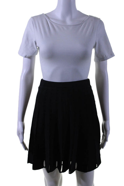 Alice + Olivia Womens Elastic Waist Cutout A Line Skirt Black Size XS