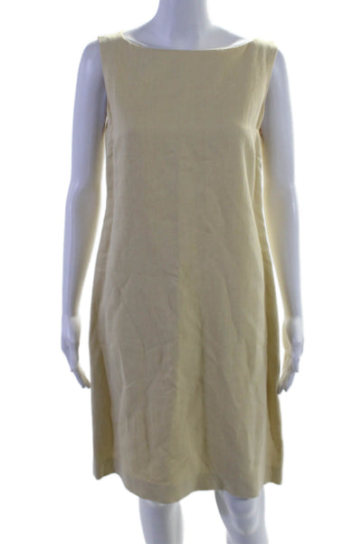 KORS Michael Kors Womens Pale Yellow Boat Neck Sleeveless Shift Dress Size 10