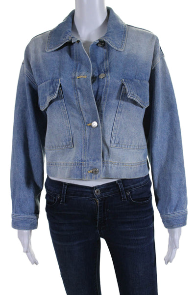Z1975 Zara Basic Department Denim Womens Jean Jacket Blue Size Extra Small