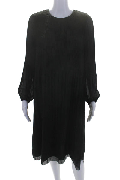 Wilfred Womens Accordion PleatLong Sleeves Mid Calf Dress Black Size Extra Small
