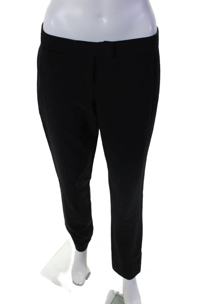 Theory Womens Wool Straight Leg Double Hook & Eye Zip Closure Pants Black Size 6