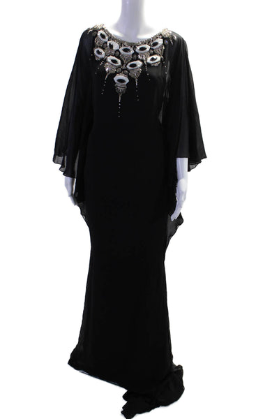 Badgley Mischka Couture Women's Bead Embellish Maxi Dress Black Size 0