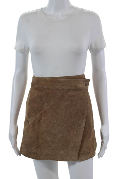 BLANKNYC Womens Suede Textured Lined Pleated Wrap Mini Skirt Nude Size EUR 25