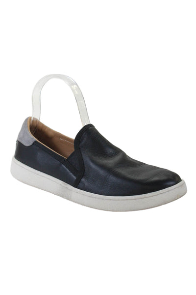 Ugg Womens Leather Textured Lined Colorblock Slip On Casual Shoes Black Size 8