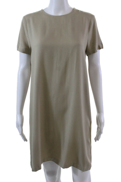 Jenni Kayne Womens Textured Short Sleeve Round Neck Tunic Beige Size XS